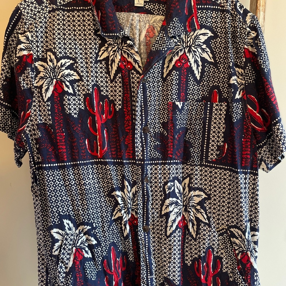 J. Crew Blue and Red Casual Button Down Shirt